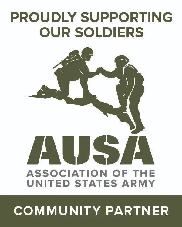 AUSA logo with soldiers and Community Partner text.